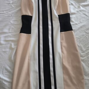 BCBG Striped Mini Dress in Cream and Black